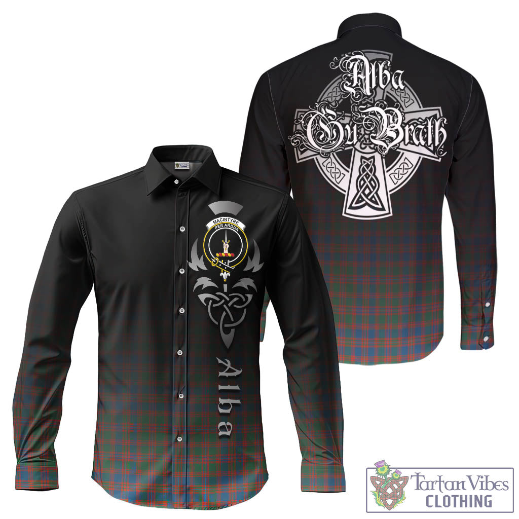 Tartan Vibes Clothing MacIntyre Ancient Tartan Long Sleeve Button Up Featuring Alba Gu Brath Family Crest Celtic Inspired