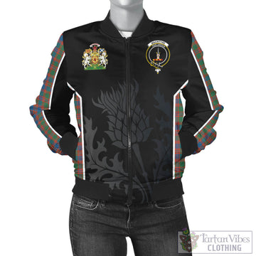 MacIntyre Ancient Tartan Bomber Jacket with Family Crest and Scottish Thistle Vibes Sport Style