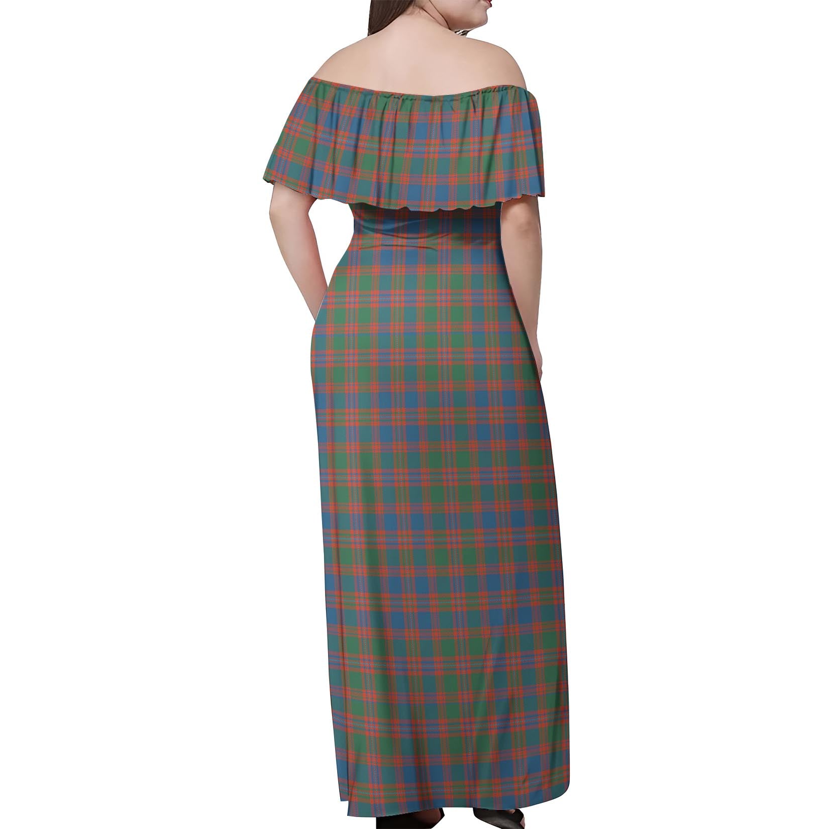 MacIntyre Ancient Tartan Off Shoulder Long Dress - Tartanvibesclothing