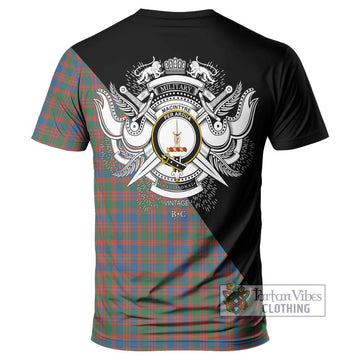 MacIntyre Ancient Tartan T-Shirt with Family Crest and Military Logo Style