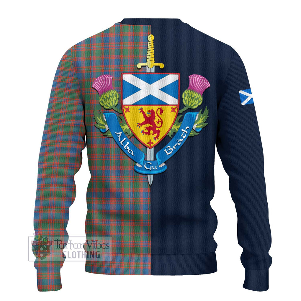 Tartan Vibes Clothing MacIntyre Ancient Tartan Knitted Sweater with Scottish Lion Royal Arm Half Style