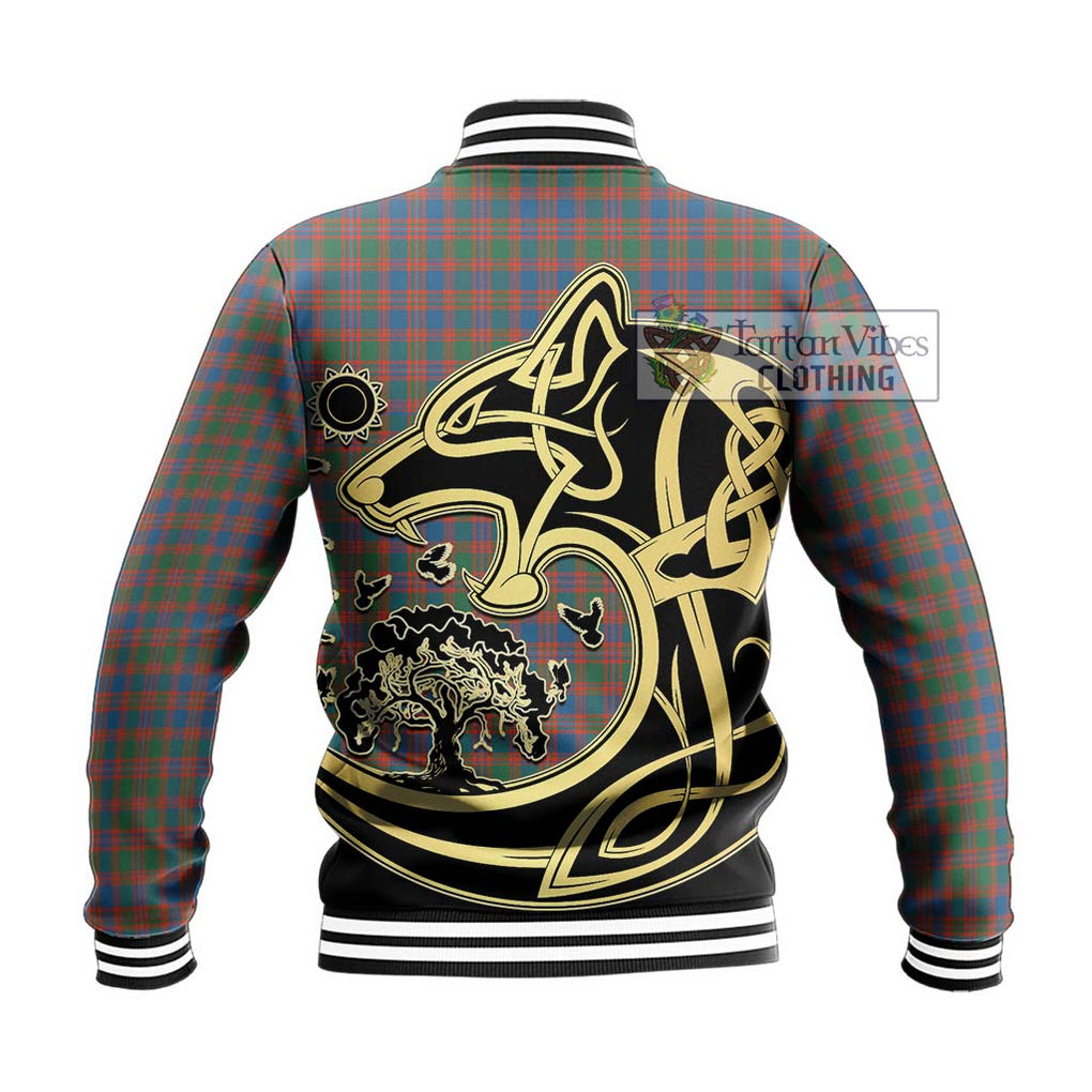 MacIntyre Ancient Tartan Baseball Jacket with Family Crest Celtic Wolf Style - Tartan Vibes Clothing