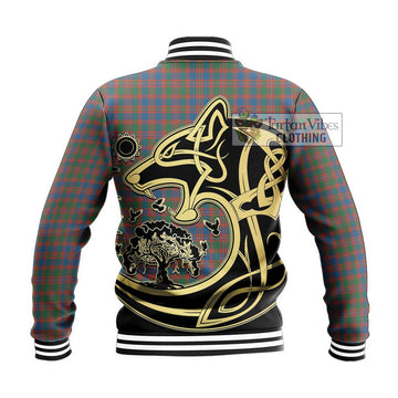 MacIntyre Ancient Tartan Baseball Jacket with Family Crest Celtic Wolf Style