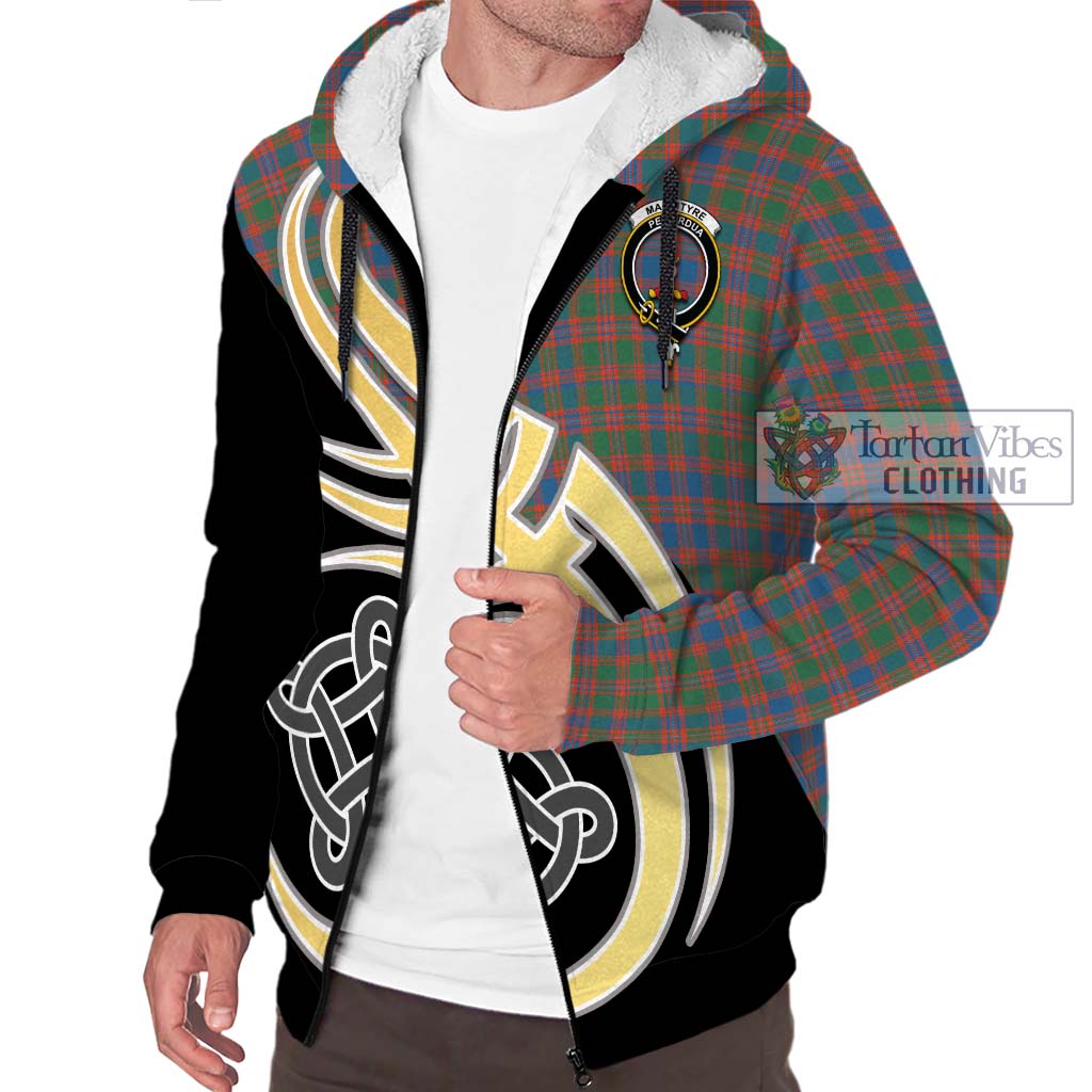 MacIntyre Ancient Tartan Sherpa Hoodie with Family Crest and Celtic Symbol Style - Tartan Vibes Clothing