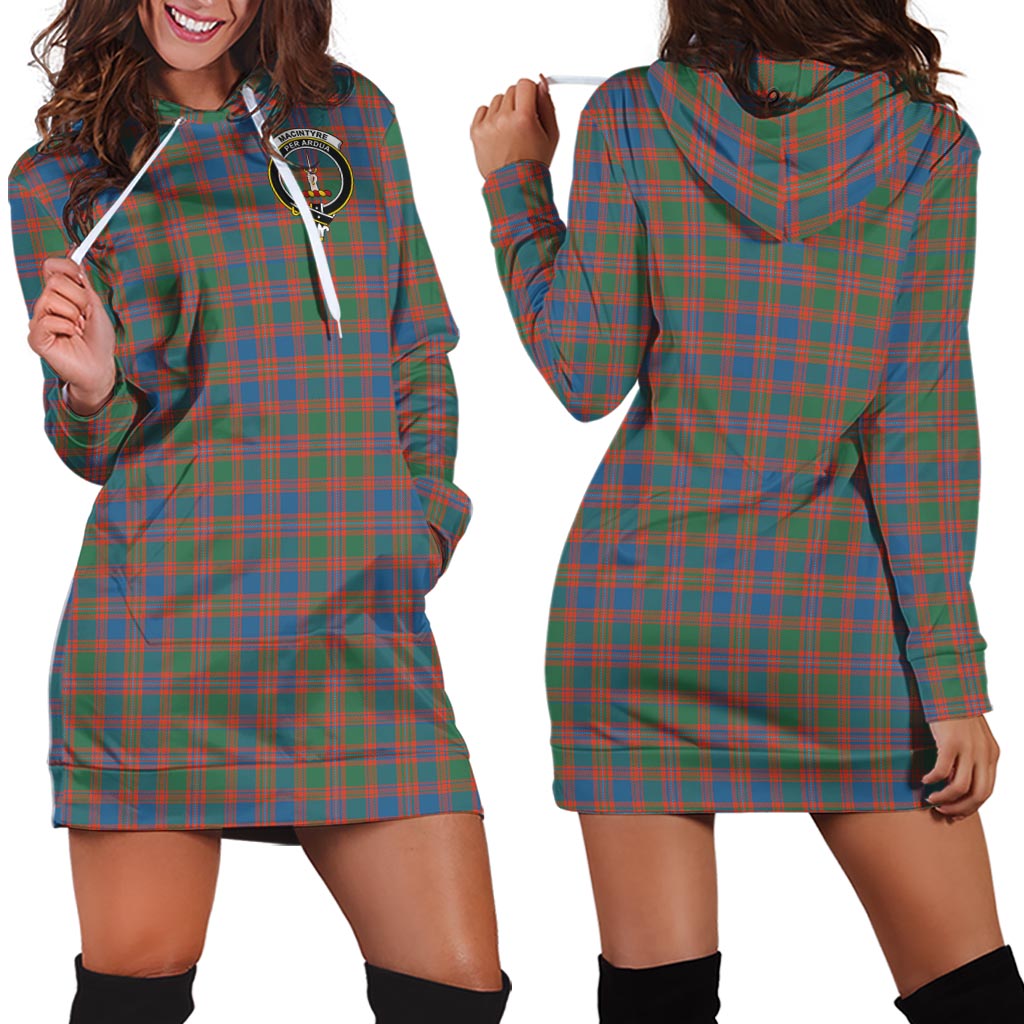 MacIntyre Ancient Tartan Hoodie Dress with Family Crest - Tartan Vibes Clothing