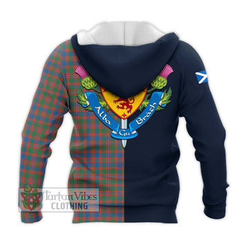 MacIntyre Ancient Tartan Knitted Hoodie Alba with Scottish Lion Royal Arm Half Style