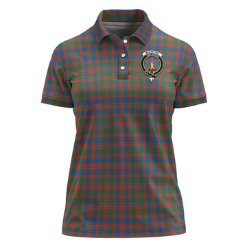 MacIntyre Ancient Tartan Polo Shirt with Family Crest For Women