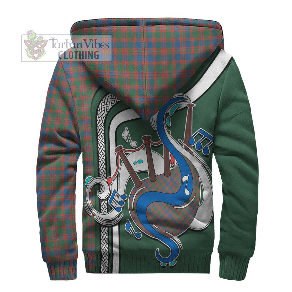 MacIntyre Ancient Tartan Sherpa Hoodie with Epic Bagpipe Style - Tartanvibesclothing Shop