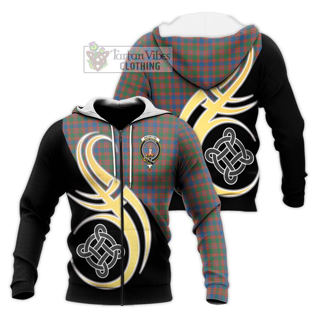 MacIntyre Ancient Tartan Knitted Hoodie with Family Crest and Celtic Symbol Style Unisex Knitted Zip Hoodie - Tartan Vibes Clothing