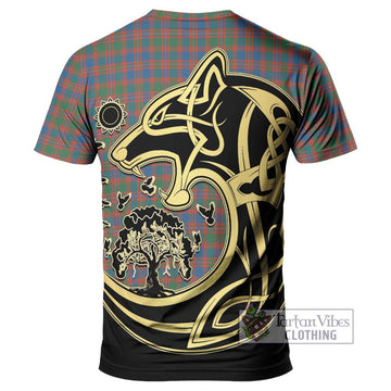 MacIntyre Ancient Tartan T-Shirt with Family Crest Celtic Wolf Style