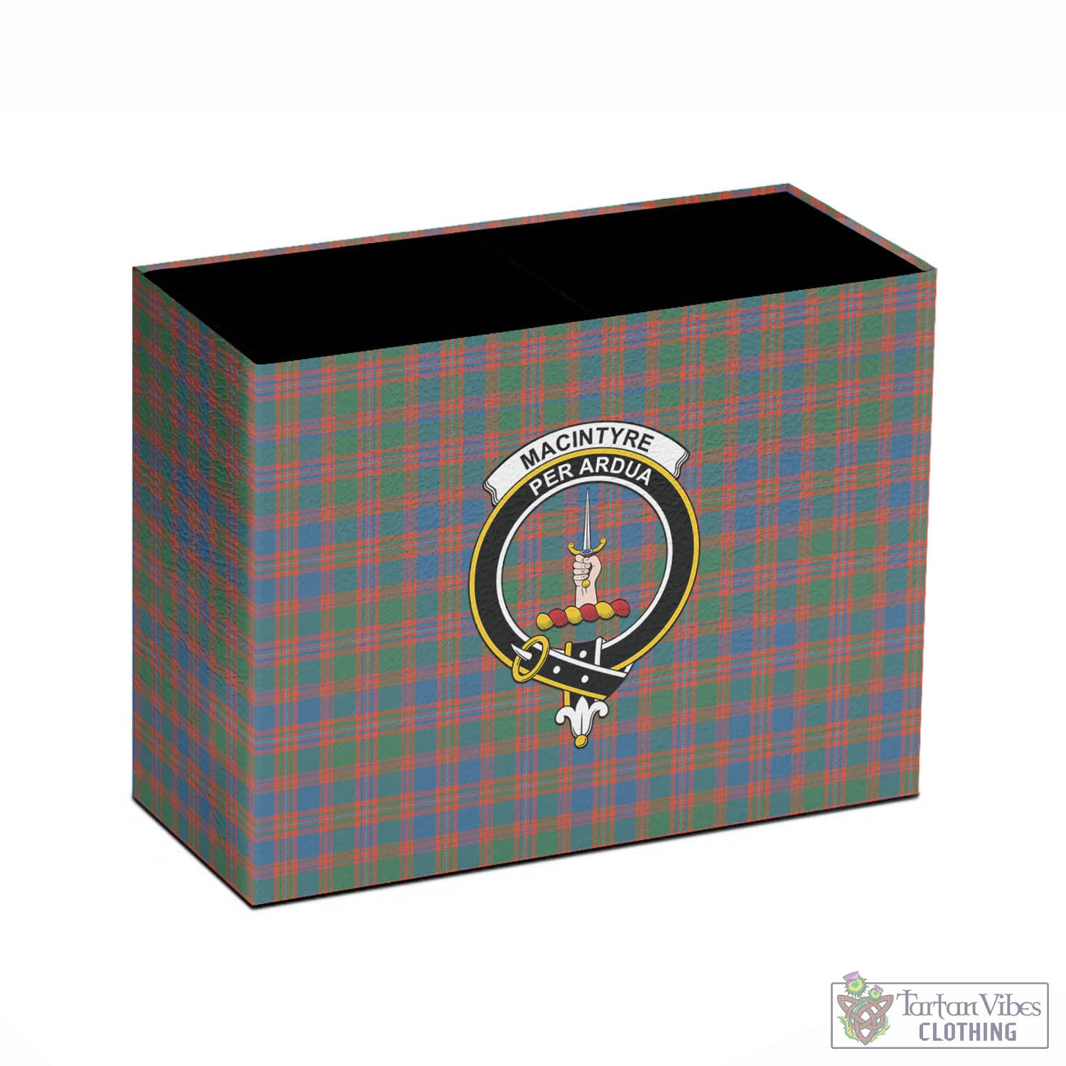 Tartan Vibes Clothing MacIntyre Ancient Tartan Pen Holder with Family Crest