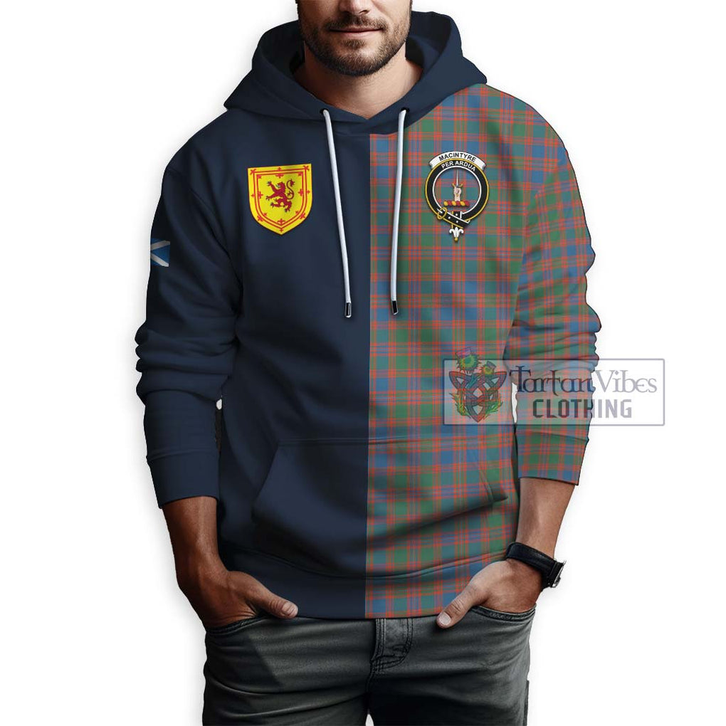 Tartan Vibes Clothing MacIntyre Ancient Tartan Hoodie with Scottish Lion Royal Arm Half Style