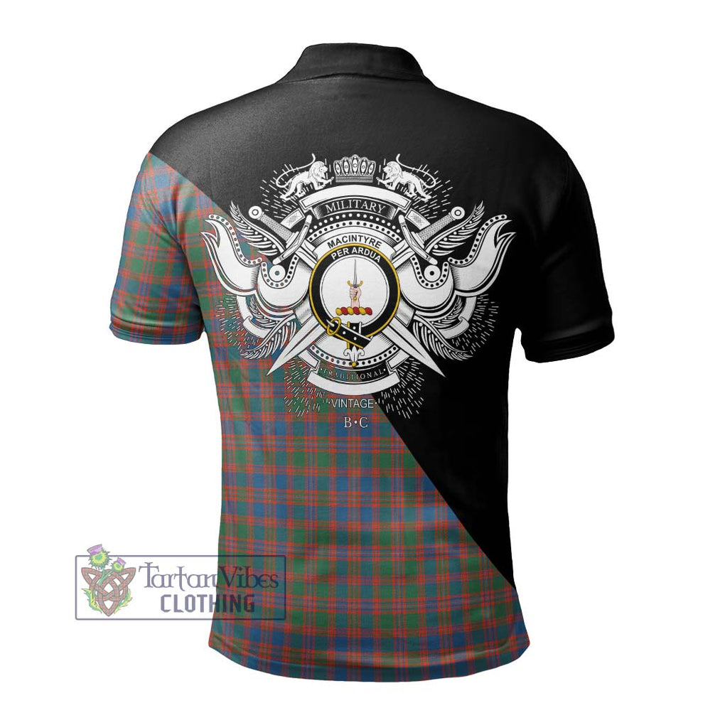 MacIntyre Ancient Tartan Polo Shirt with Family Crest and Military Logo Style - Tartanvibesclothing Shop