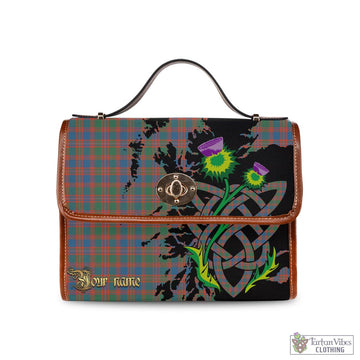 MacIntyre Ancient Tartan Waterproof Canvas Bag with Scotland Map and Thistle Celtic Accents