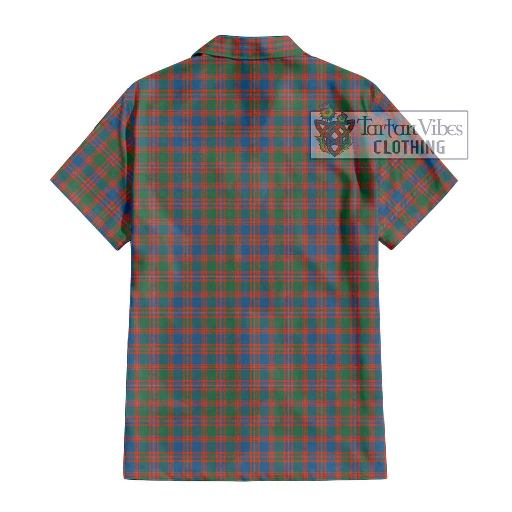 MacIntyre Ancient Tartan Short Sleeve Button Shirt with Family Crest DNA In Me Style - Tartanvibesclothing Shop