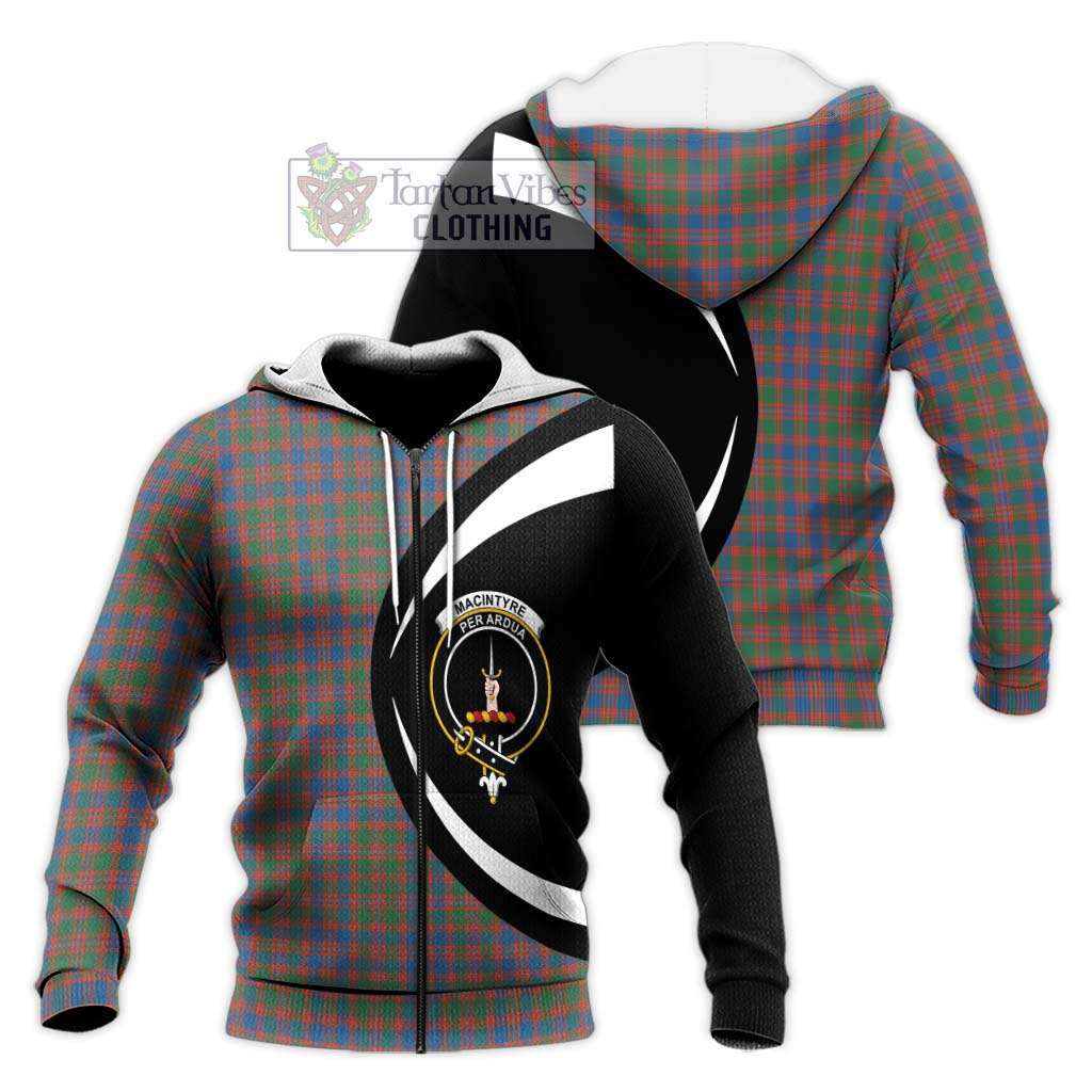 MacIntyre Ancient Tartan Knitted Hoodie with Family Crest Circle Style Unisex Knitted Zip Hoodie - Tartan Vibes Clothing