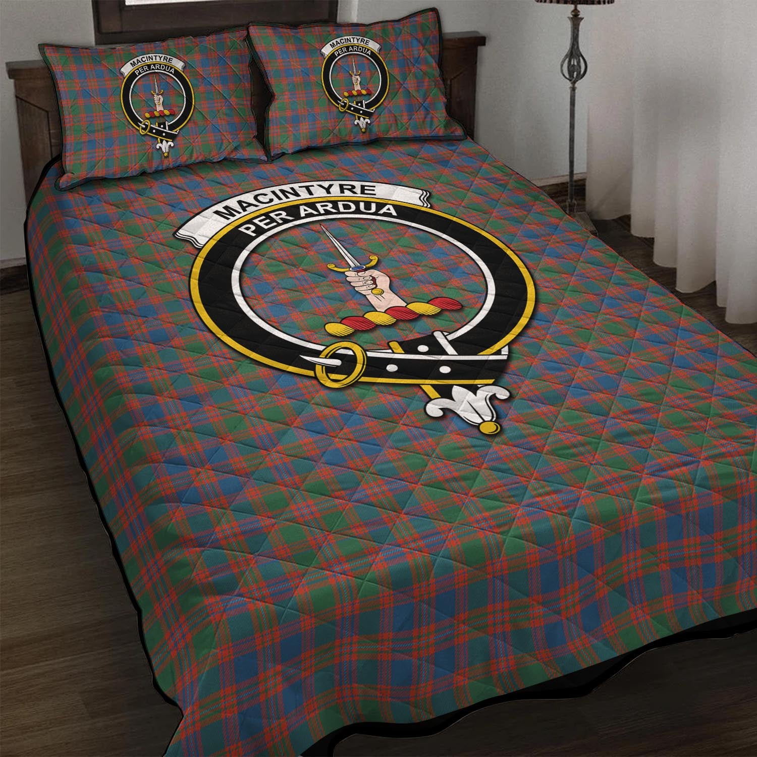 MacIntyre Ancient Tartan Quilt Bed Set with Family Crest - Tartan Vibes Clothing