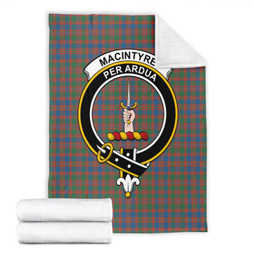 MacIntyre Ancient Tartan Blanket with Family Crest