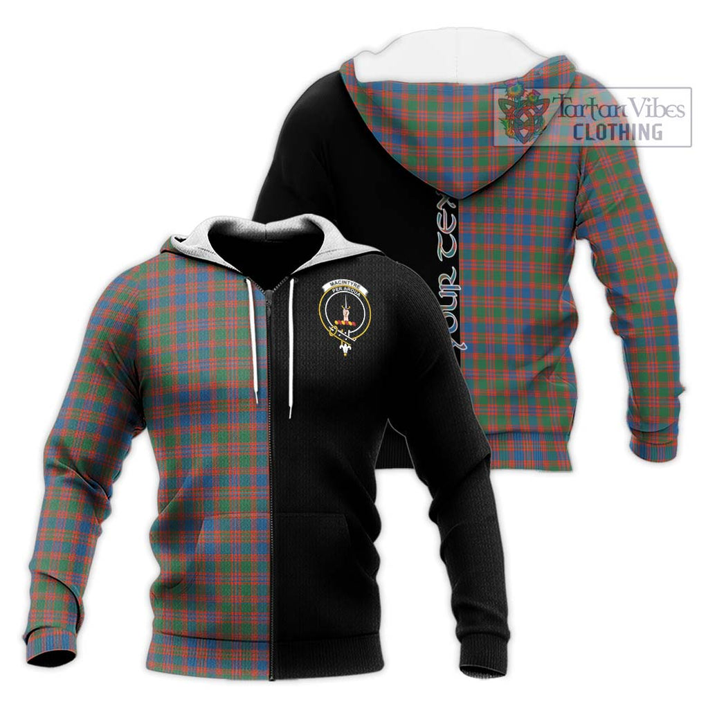 MacIntyre Ancient Tartan Knitted Hoodie with Family Crest and Half Of Me Style Unisex Knitted Zip Hoodie - Tartanvibesclothing Shop