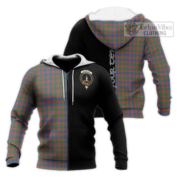 MacIntyre Ancient Tartan Knitted Hoodie with Family Crest and Half Of Me Style