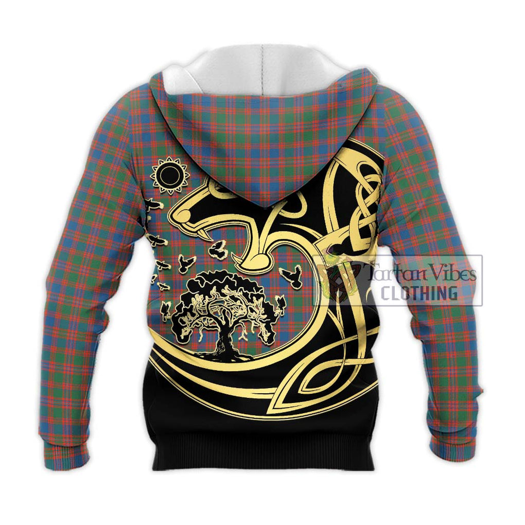 MacIntyre Ancient Tartan Knitted Hoodie with Family Crest Celtic Wolf Style - Tartan Vibes Clothing