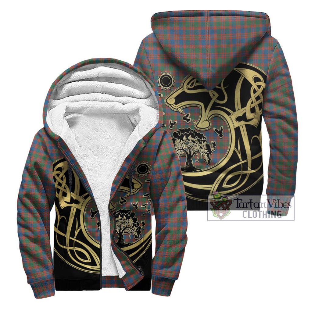 MacIntyre Ancient Tartan Sherpa Hoodie with Family Crest Celtic Wolf Style Unisex - Tartan Vibes Clothing