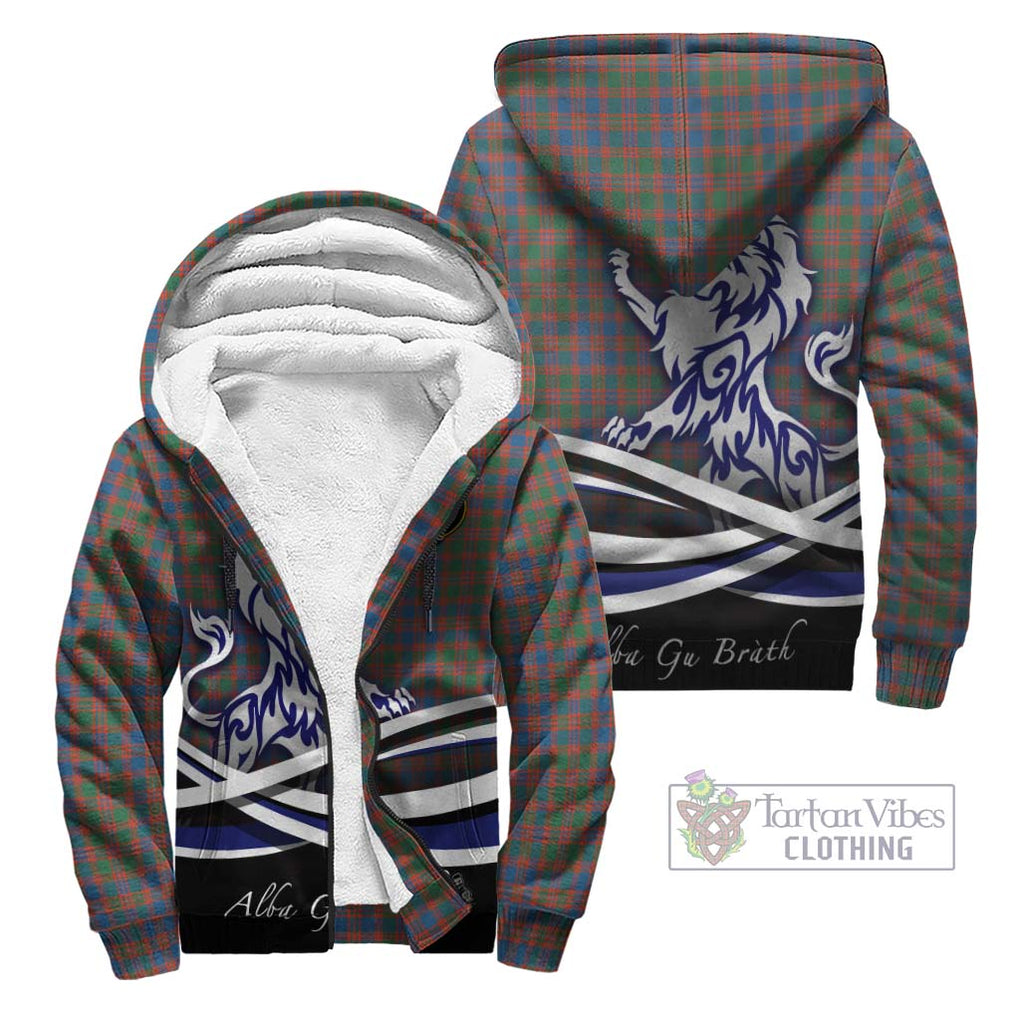 MacIntyre Ancient Tartan Sherpa Hoodie with Alba Gu Brath Regal Lion Emblem Unisex - Tartanvibesclothing Shop