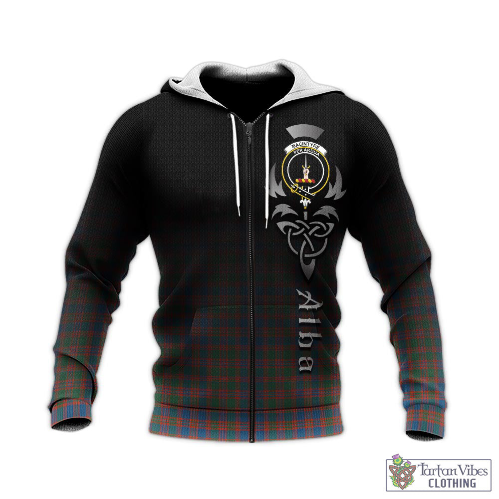 Tartan Vibes Clothing MacIntyre Ancient Tartan Knitted Hoodie Featuring Alba Gu Brath Family Crest Celtic Inspired