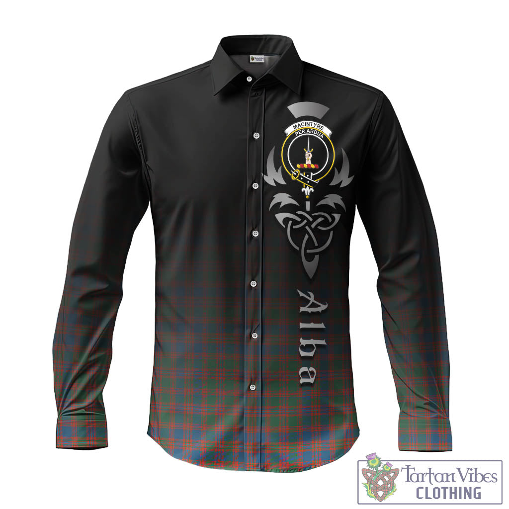 Tartan Vibes Clothing MacIntyre Ancient Tartan Long Sleeve Button Up Featuring Alba Gu Brath Family Crest Celtic Inspired