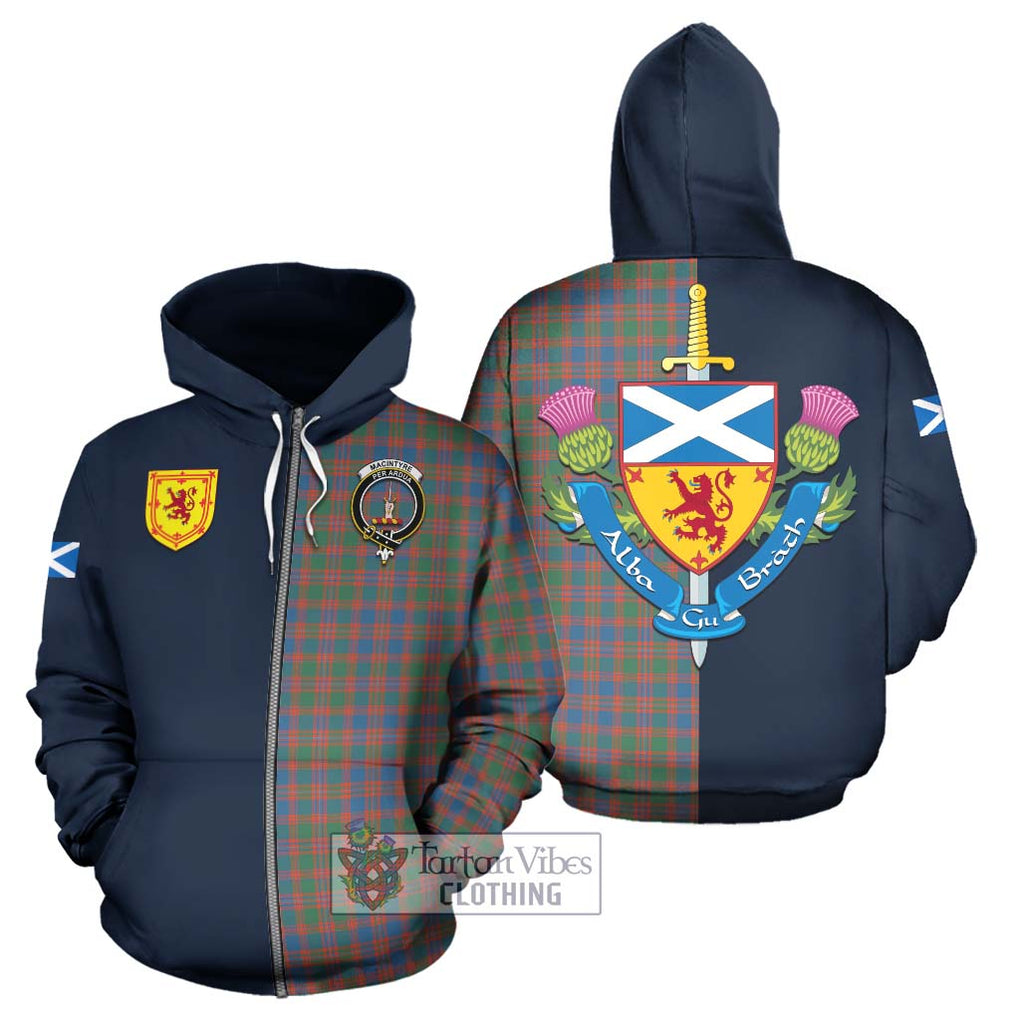 Tartan Vibes Clothing MacIntyre Ancient Tartan Hoodie with Scottish Lion Royal Arm Half Style