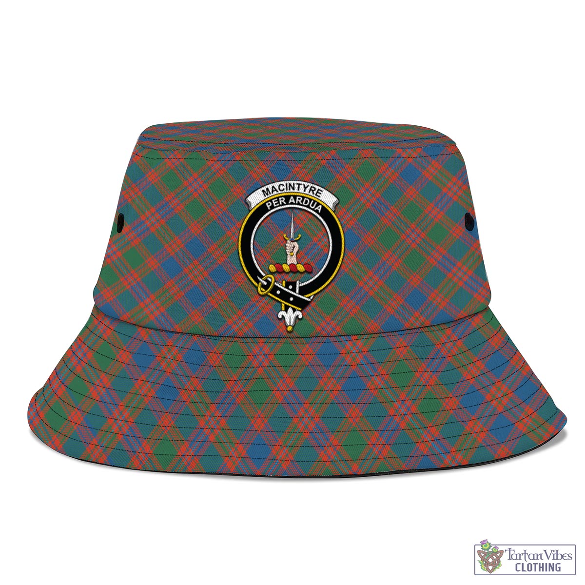 Tartan Vibes Clothing MacIntyre Ancient Tartan Bucket Hat with Family Crest