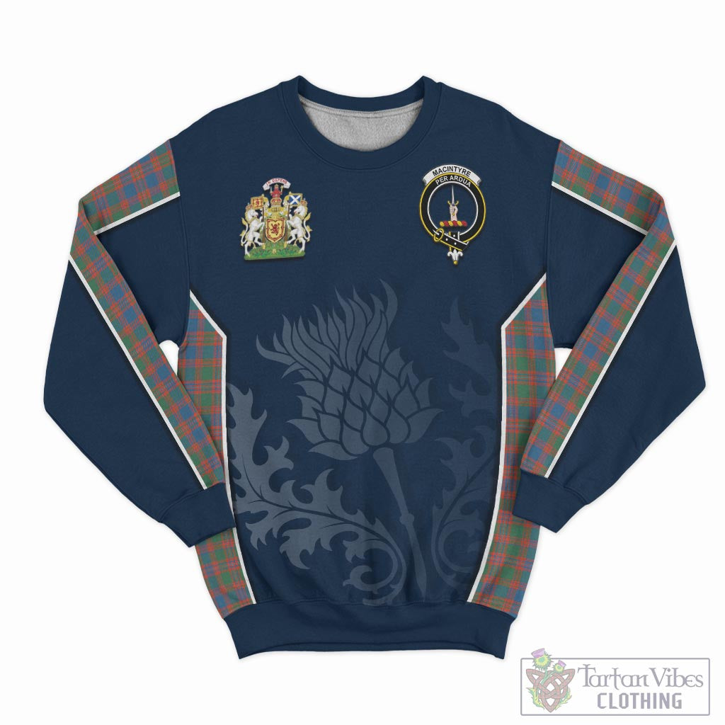 Tartan Vibes Clothing MacIntyre Ancient Tartan Sweatshirt with Family Crest and Scottish Thistle Vibes Sport Style