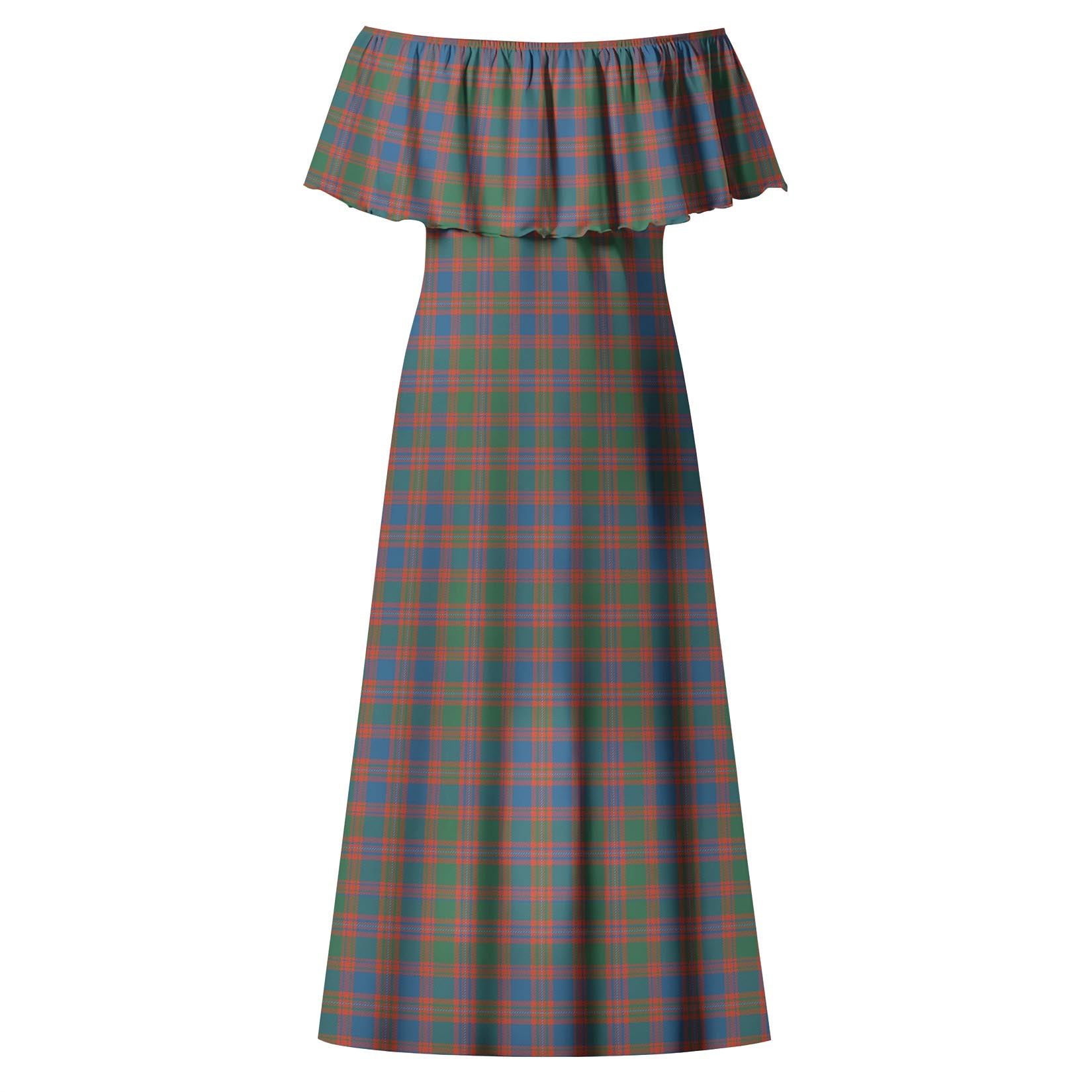 MacIntyre Ancient Tartan Off Shoulder Long Dress - Tartanvibesclothing