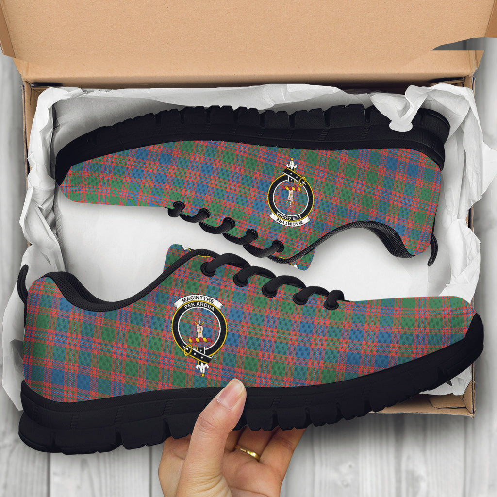 MacIntyre Ancient Tartan Sneakers with Family Crest - Tartan Vibes Clothing