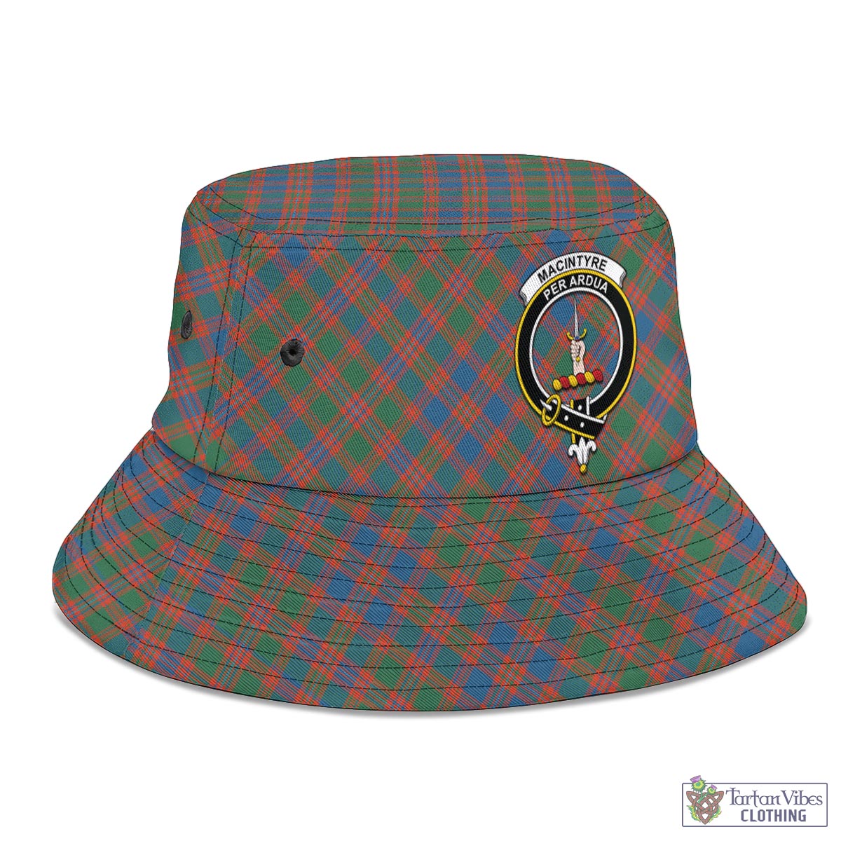 Tartan Vibes Clothing MacIntyre Ancient Tartan Bucket Hat with Family Crest