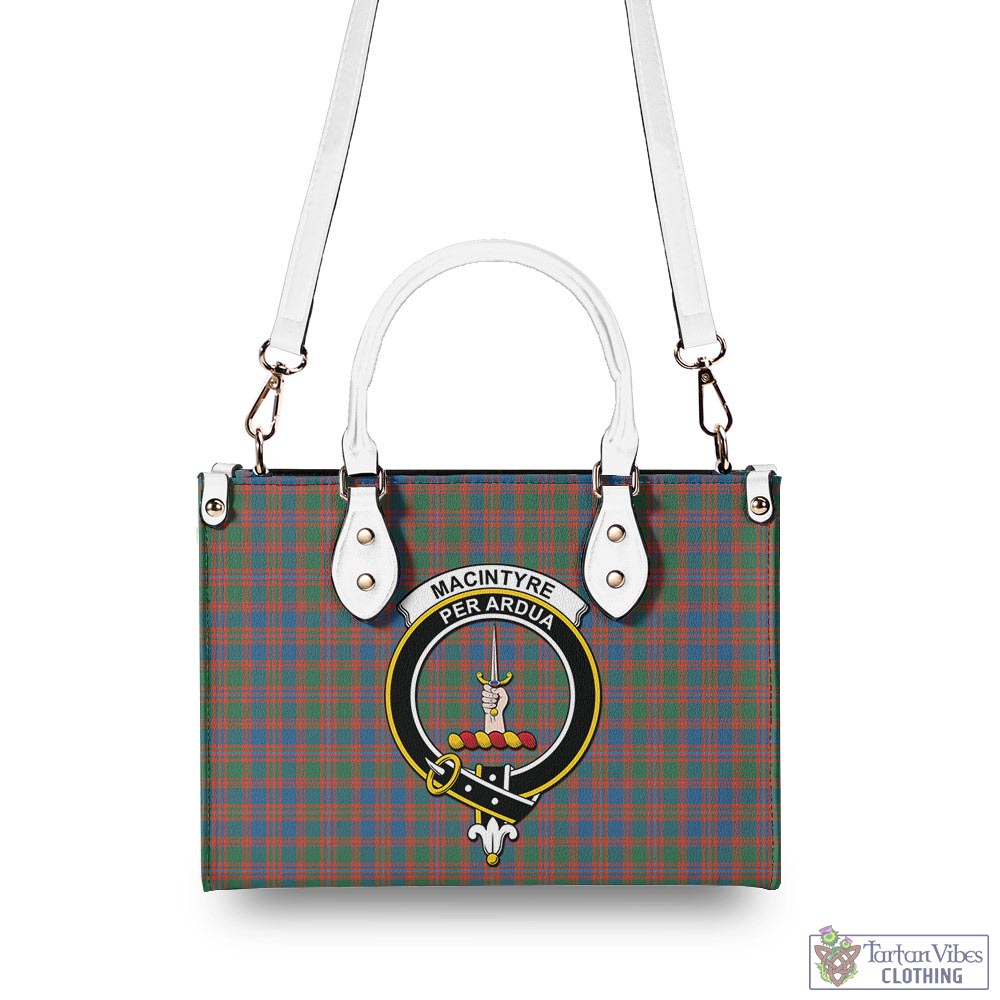 Tartan Vibes Clothing MacIntyre Ancient Tartan Luxury Leather Handbags with Family Crest