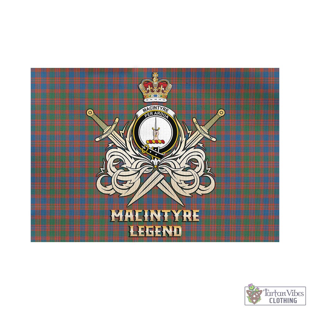 Tartan Vibes Clothing MacIntyre Ancient Tartan Flag with Clan Crest and the Golden Sword of Courageous Legacy