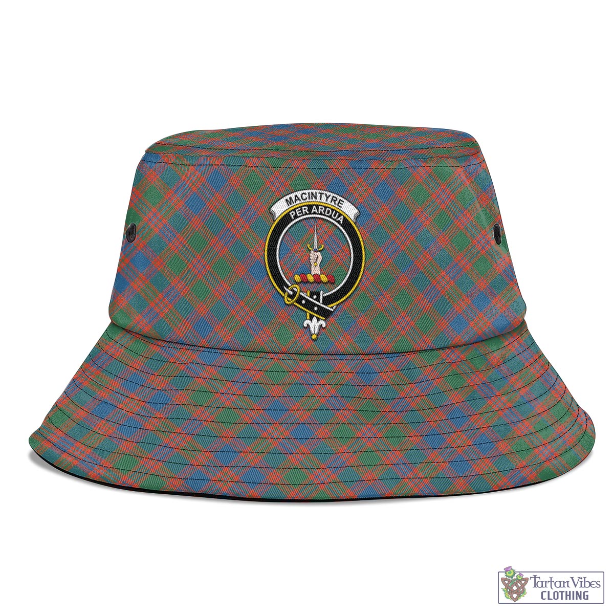 Tartan Vibes Clothing MacIntyre Ancient Tartan Bucket Hat with Family Crest