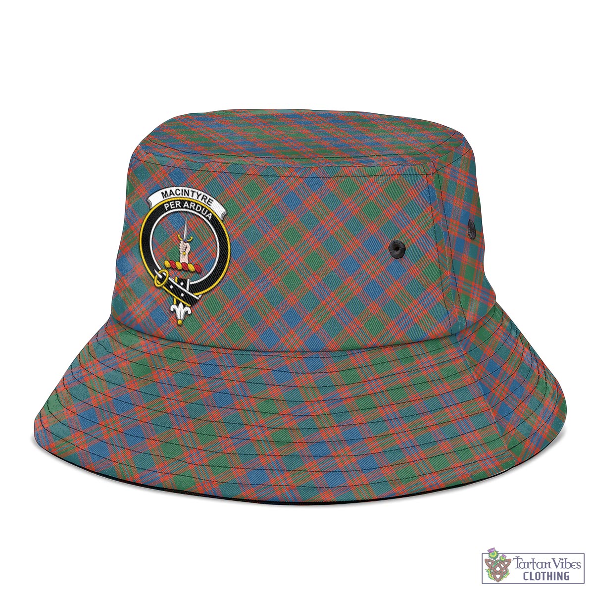 Tartan Vibes Clothing MacIntyre Ancient Tartan Bucket Hat with Family Crest