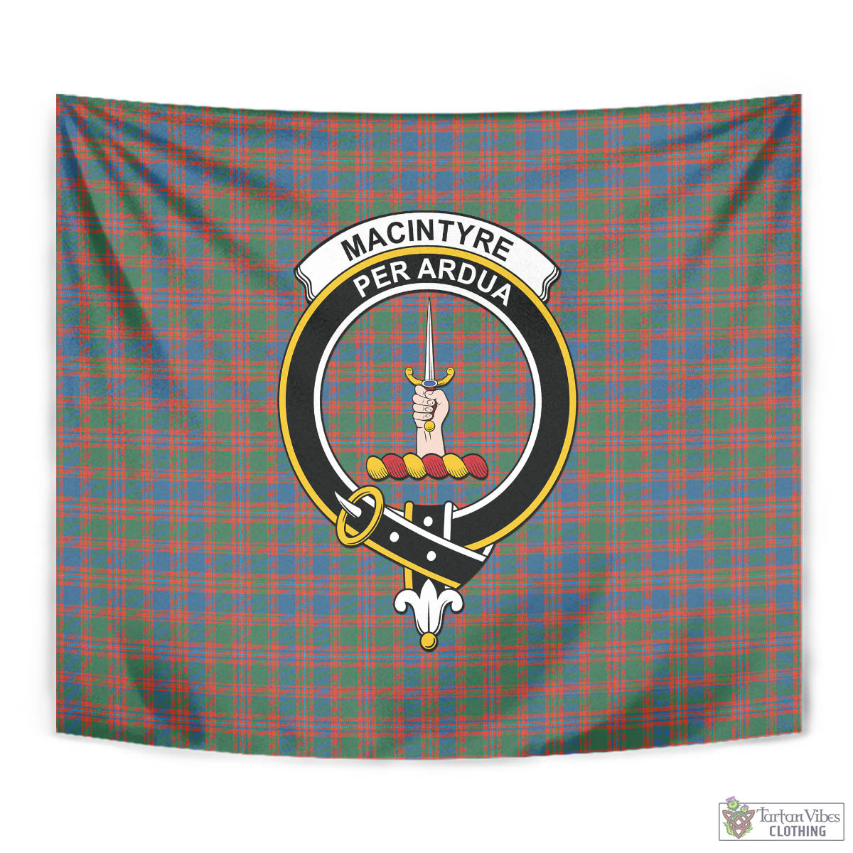 Tartan Vibes Clothing MacIntyre Ancient Tartan Tapestry Wall Hanging and Home Decor for Room with Family Crest