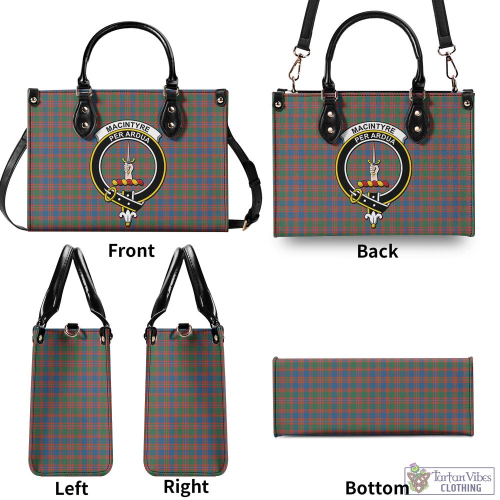 Tartan Vibes Clothing MacIntyre Ancient Tartan Luxury Leather Handbags with Family Crest