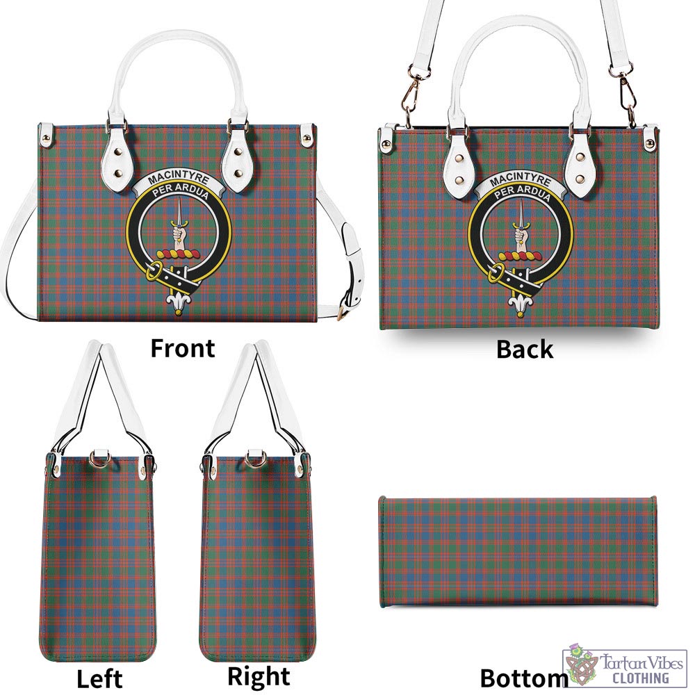 Tartan Vibes Clothing MacIntyre Ancient Tartan Luxury Leather Handbags with Family Crest