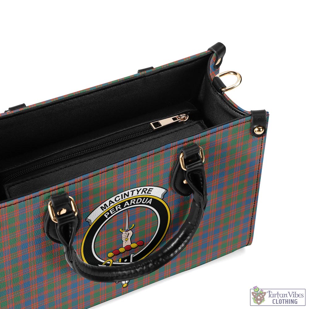 Tartan Vibes Clothing MacIntyre Ancient Tartan Luxury Leather Handbags with Family Crest