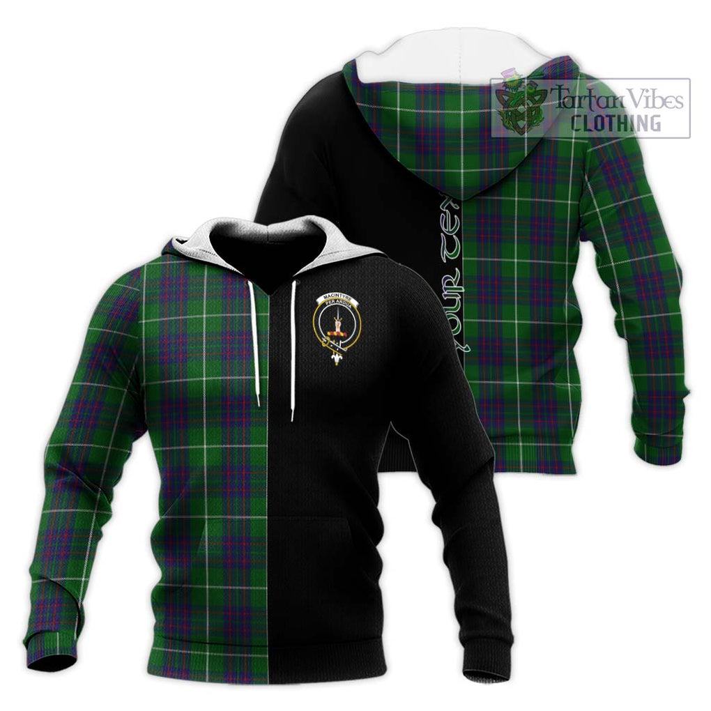 MacIntyre Hunting Tartan Knitted Hoodie with Family Crest and Half Of Me Style Unisex Knitted Pullover Hoodie - Tartanvibesclothing Shop