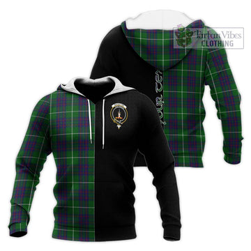 MacIntyre Hunting Tartan Knitted Hoodie with Family Crest and Half Of Me Style