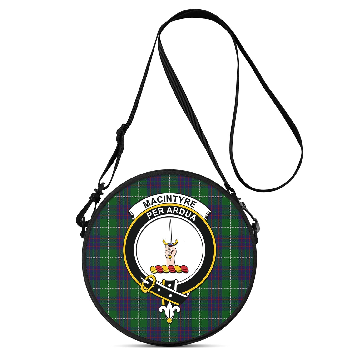 macintyre-hunting-tartan-round-satchel-bags-with-family-crest