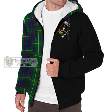 MacIntyre Hunting Tartan Sherpa Hoodie with Family Crest and Half Of Me Style