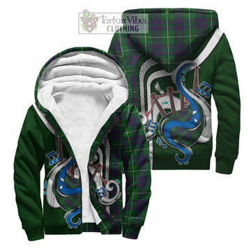 MacIntyre Hunting Tartan Sherpa Hoodie with Epic Bagpipe Style