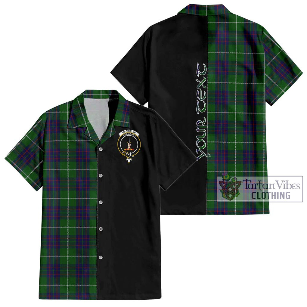 MacIntyre Hunting Tartan Short Sleeve Button Shirt with Family Crest and Half Of Me Style Kid - Tartanvibesclothing Shop