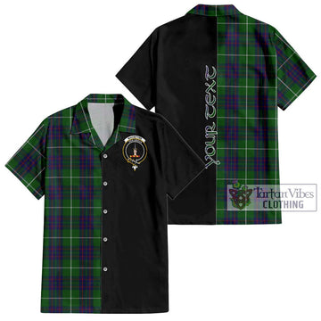 MacIntyre Hunting Tartan Short Sleeve Button Shirt with Family Crest and Half Of Me Style